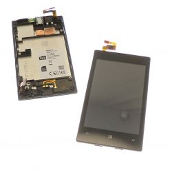 Ecran vitre tactile et LCD sur châssis noir compatbile sans logo Nokia Lumia 520
