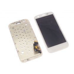 táctil de cristal y LCD montado en marco blanco para Motorola Moto G Xt1032