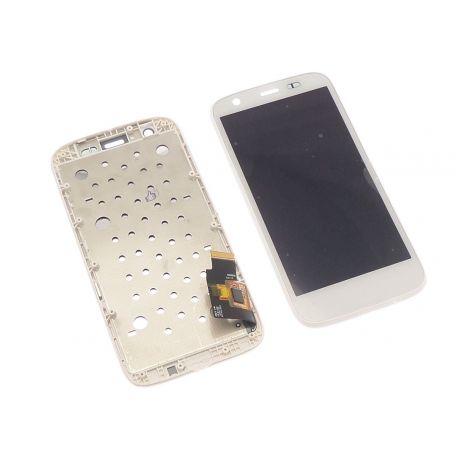 táctil de cristal y LCD montado en marco blanco para Motorola Moto G Xt1032