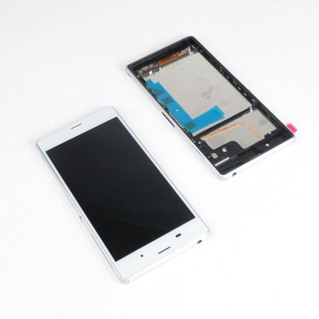 Ecran vitre tactile et LCD assemblés sur chassis blanc sans logo pour Sony Xperia Z3 L55t D6603,D6633,D6643,D6653,D6616