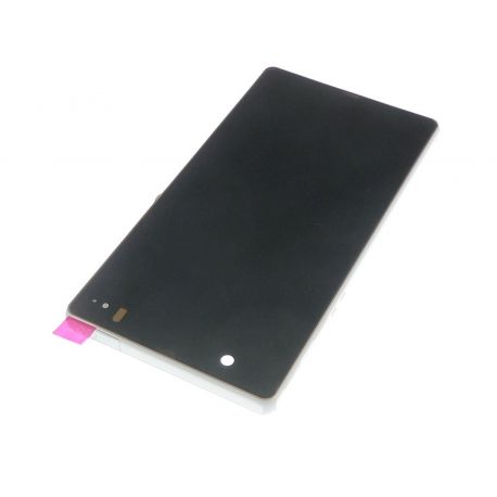 Ecran Lcd et vitre tactile assembles sur chassis Sony Xperia Z blanc